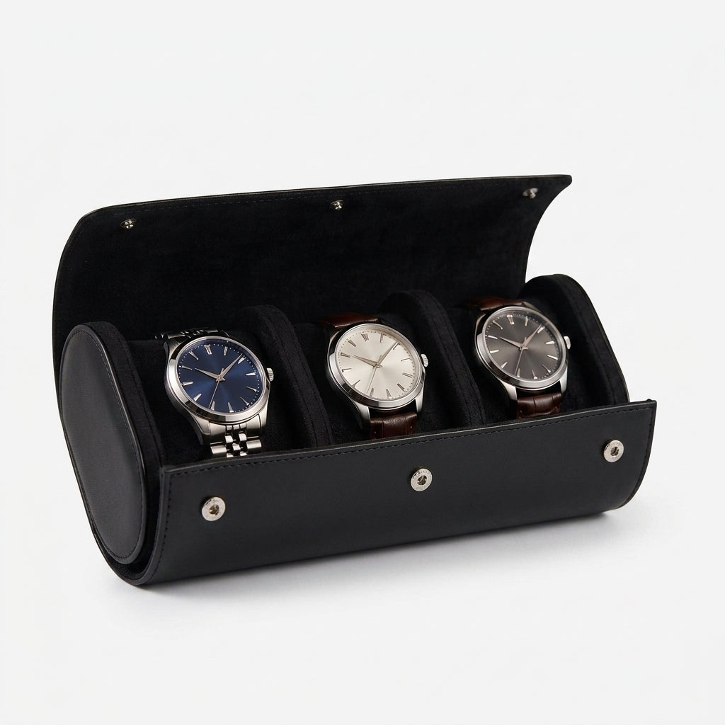 Étui de Voyage ROULEAU, 3 Montres, Noir