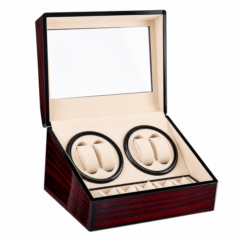 Remontoir BERGEN - 4 Montres et Rangement fixe 6 Montres Noyer