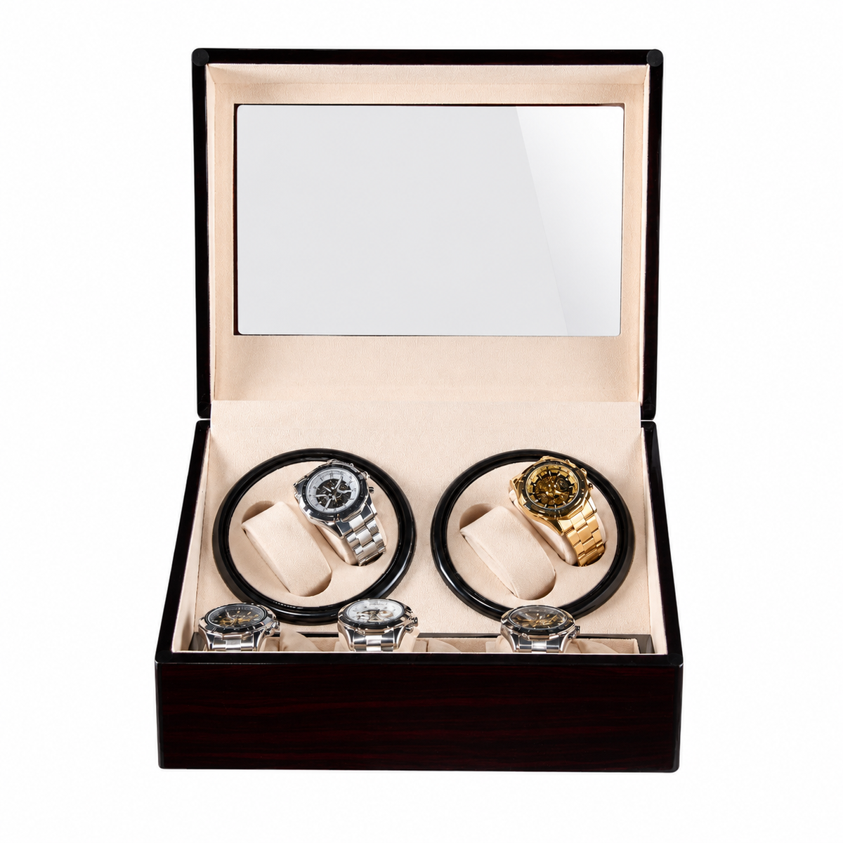 Remontoir BERGEN - 4 Montres et Rangement fixe 6 Montres Noyer