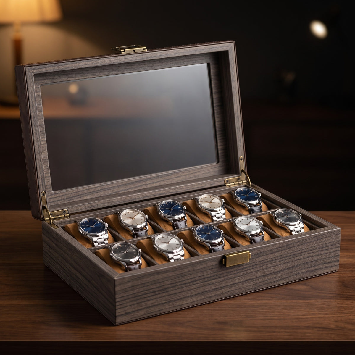 Boîte à montres SERTI 10 montres, ouverte